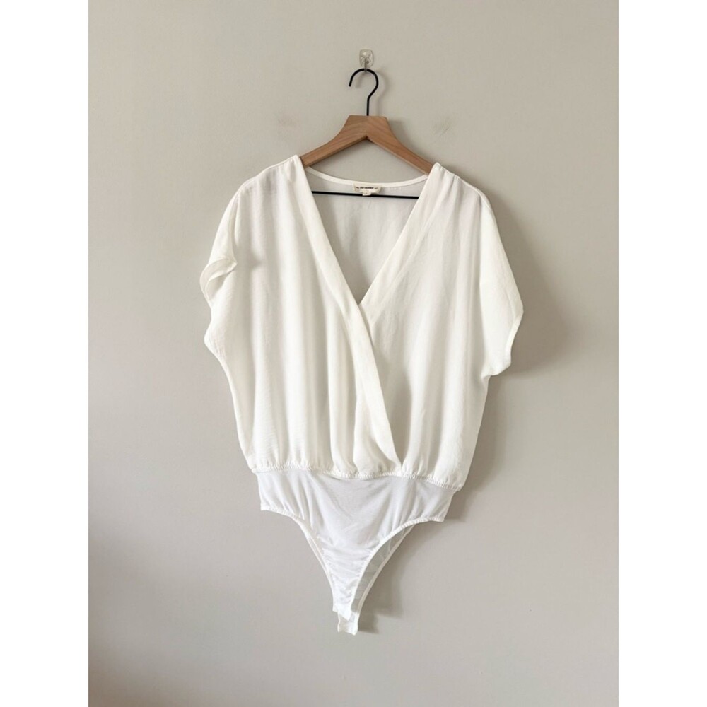 ee: some Off White Draped Faux Wrap Front Bodysuit Size L